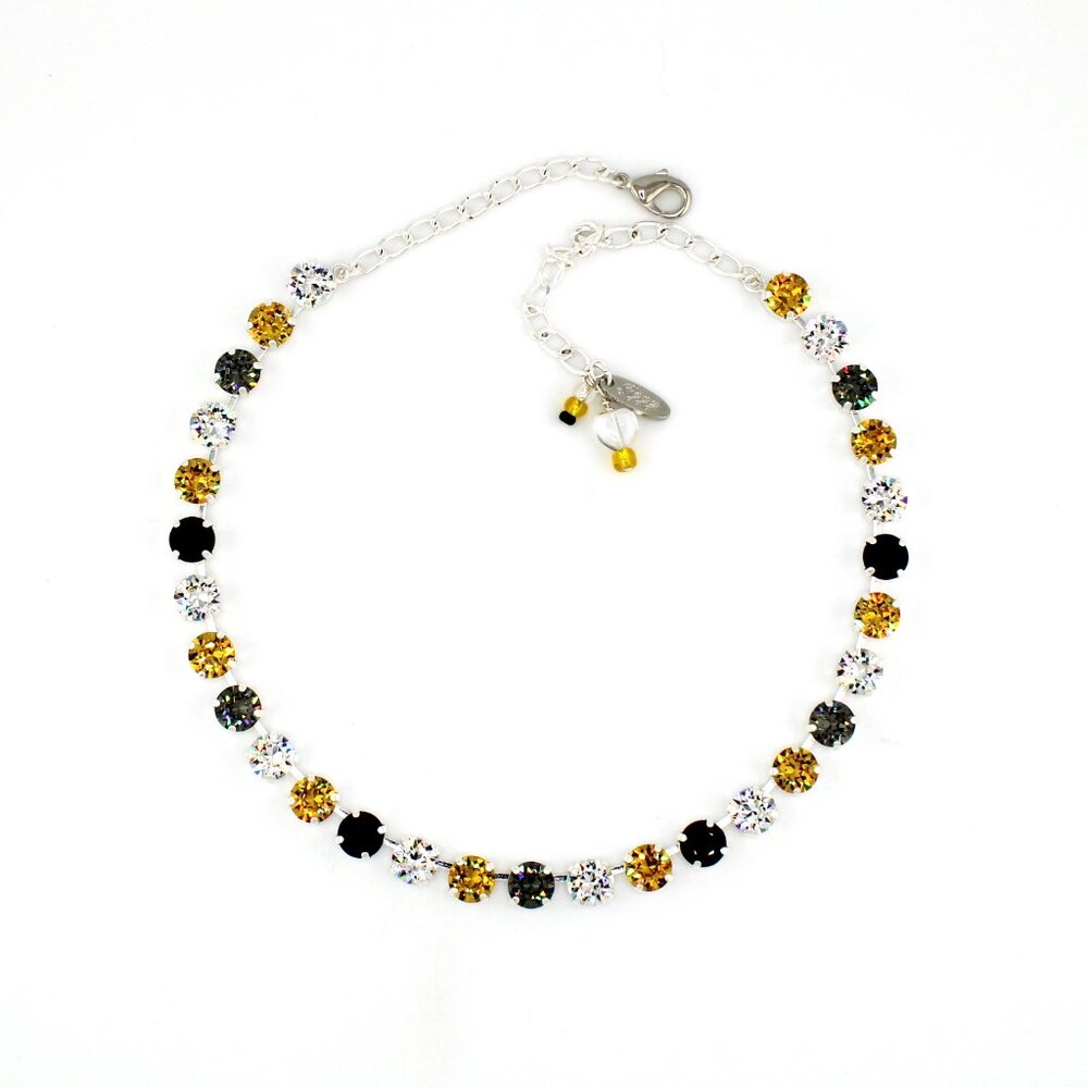 Steelers Colors Tennis Necklace, Black, Gold, Pittsburgh Steelers Fan Jewelry